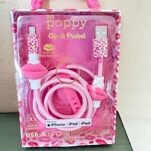 Pink USB-A to Lightning Cable with Clip Protector NWT